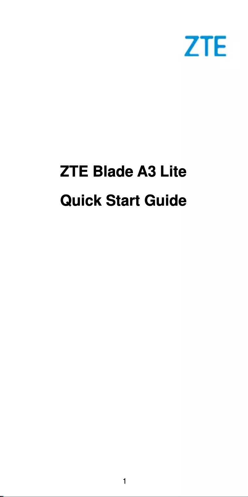 Page 1 of the manual User Manual ZTE Blade A3 Lite