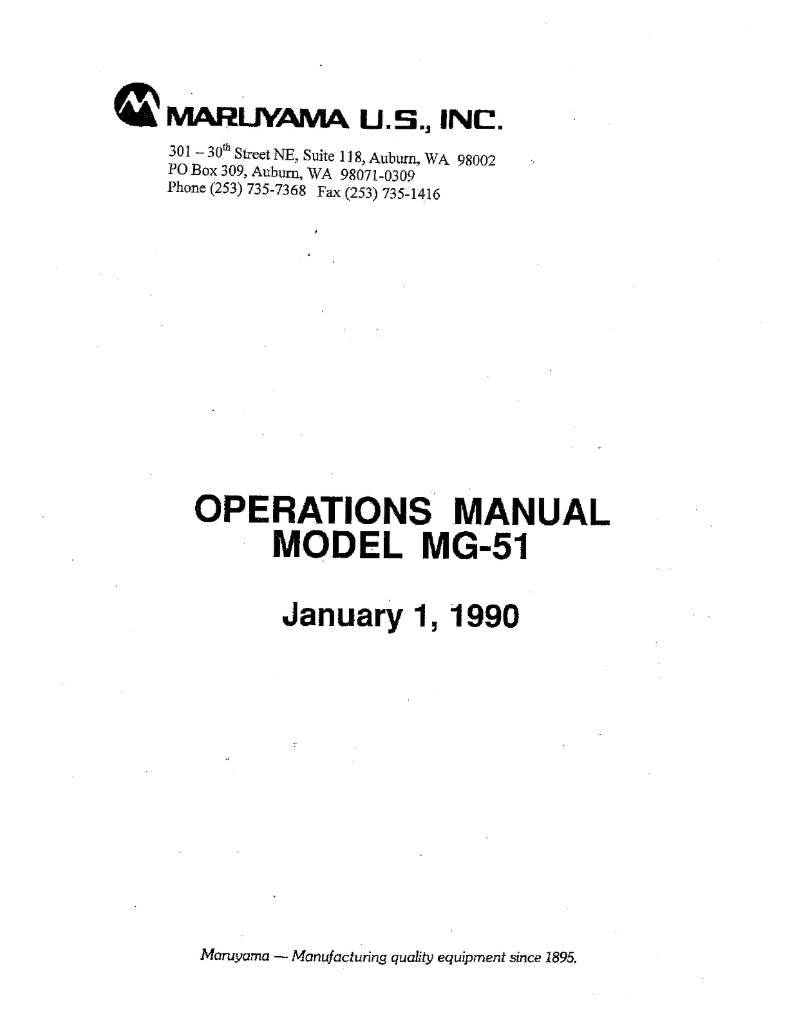 Page 1 of the manual User Manual Maruyama MG51