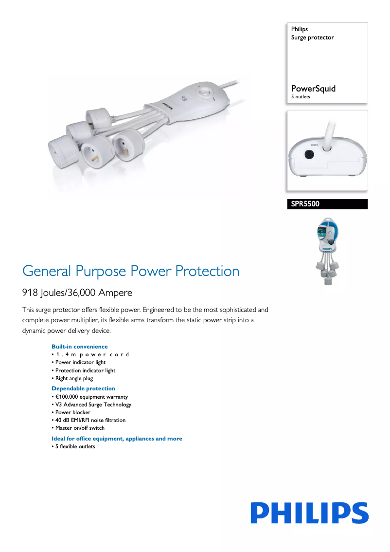 Page 1 of the manual Brochure Philips SPR5500
