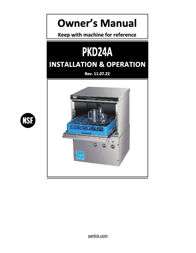 Page 1 of the manual User Manual Perlick PKD24A