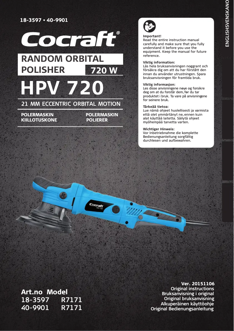 Page 1 of the manual User Manual Cocraft HPV 720