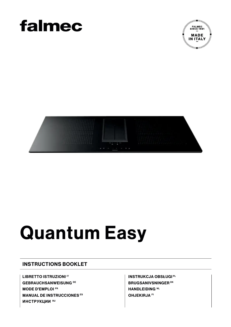 Page 1 of the manual User Manual Falmec Quantum Easy