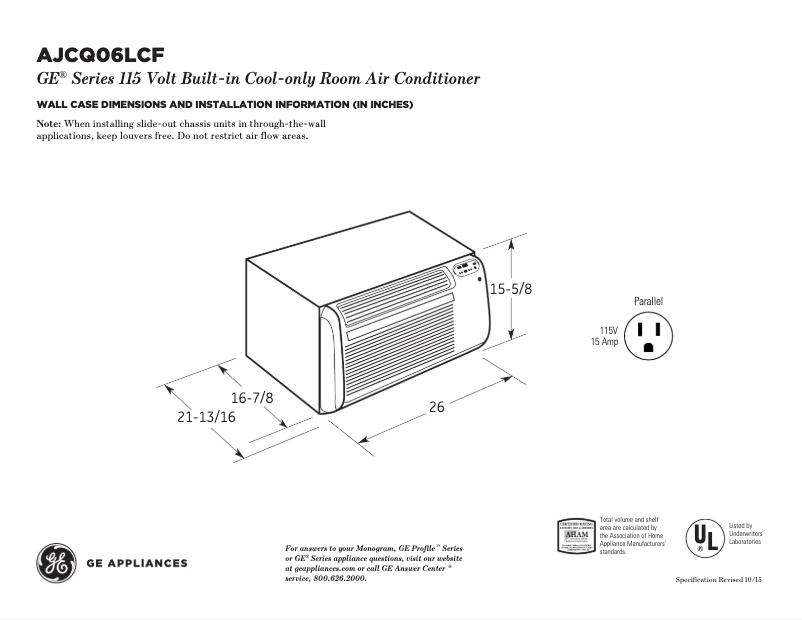 First page image of the manual for AJCQ06LCF