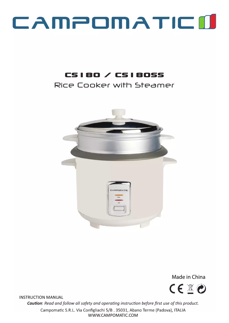 First page image of the manual for CS180SS