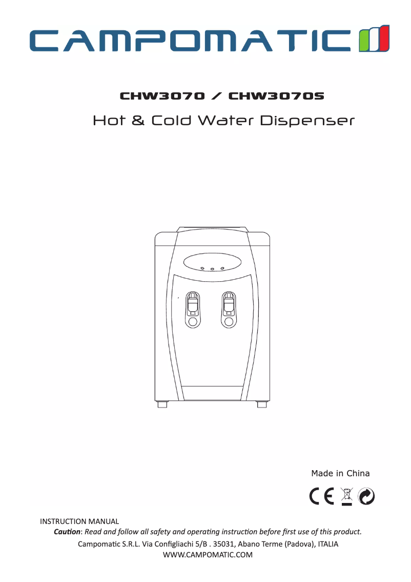 First page image of the manual for CHW3070