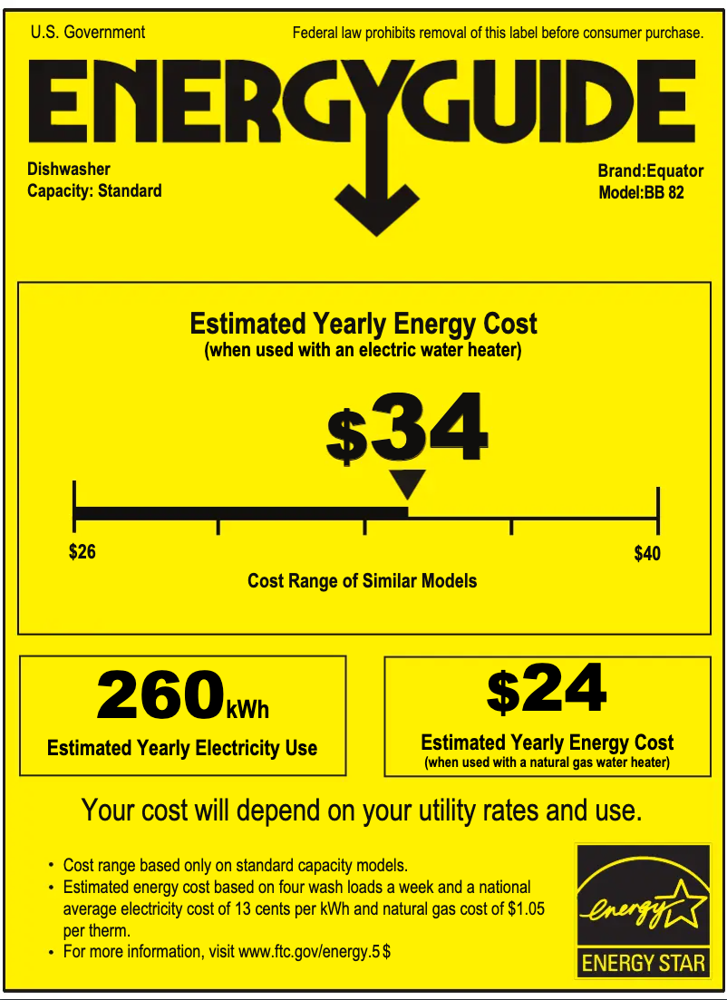 Page 1 of the manual Energy Label Equator BB 82