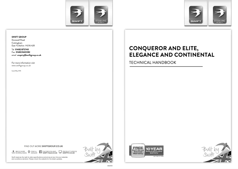 Page 1 of the manual User Manual Swift Continental (2016)