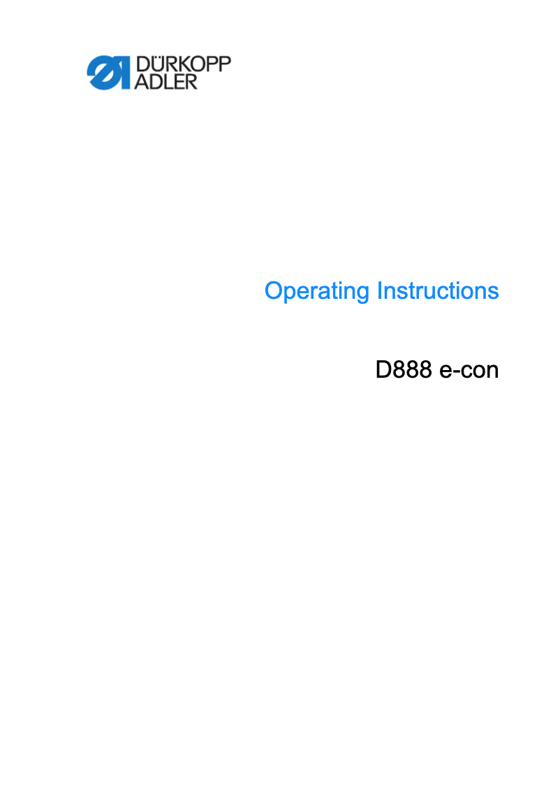 First page image of the manual for D888 e-con
