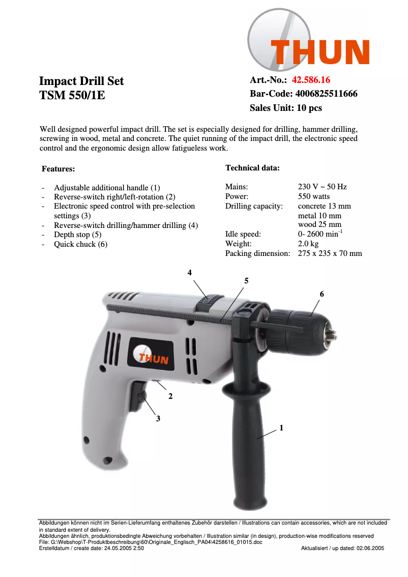Page 1 of the manual User Manual THUN TSM 550/1 E