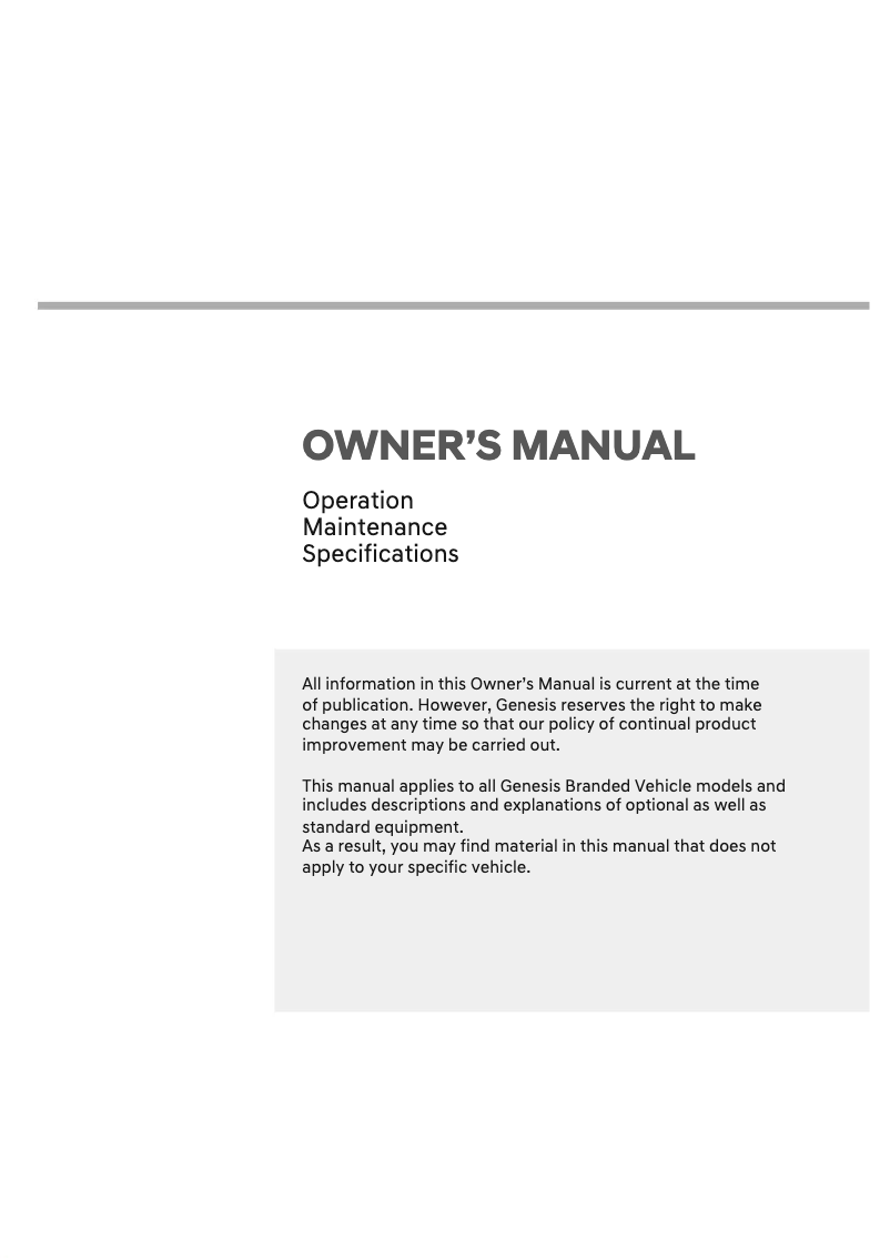 Page 1 of the manual User Manual Genesis G90 (2024)