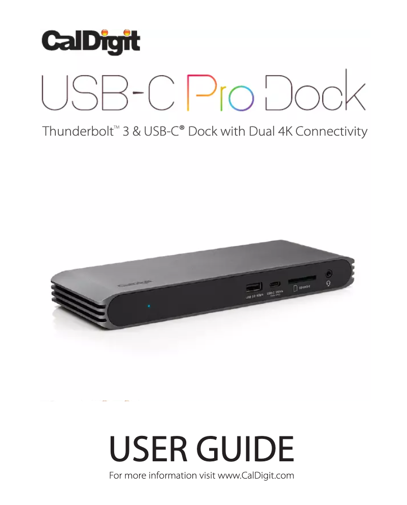 First page image of the manual for USB-C Pro Dock