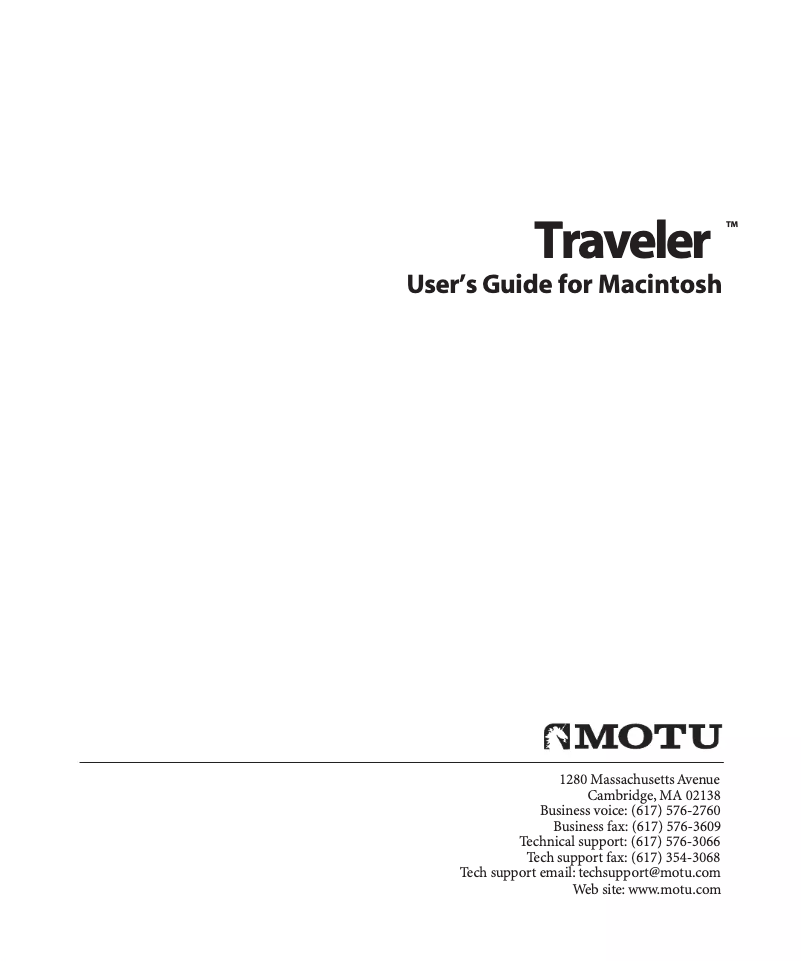Page 1 of the manual User Manual Motu Traveler