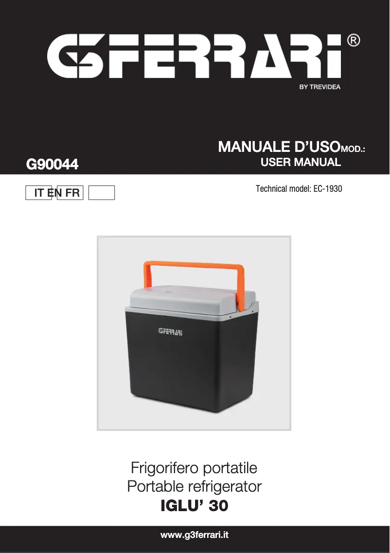 Page 1 of the manual User Manual G3 Ferrari IGLU’ 30 G90044