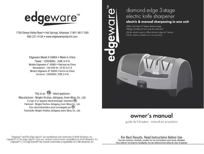 First page image of the manual for Diamon Edge 3-stage