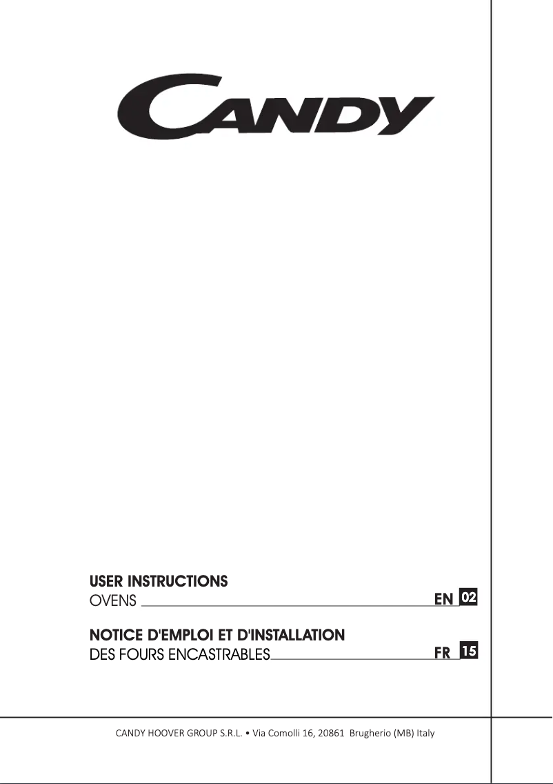 Page 1 of the manual User Manual Candy FCT645X