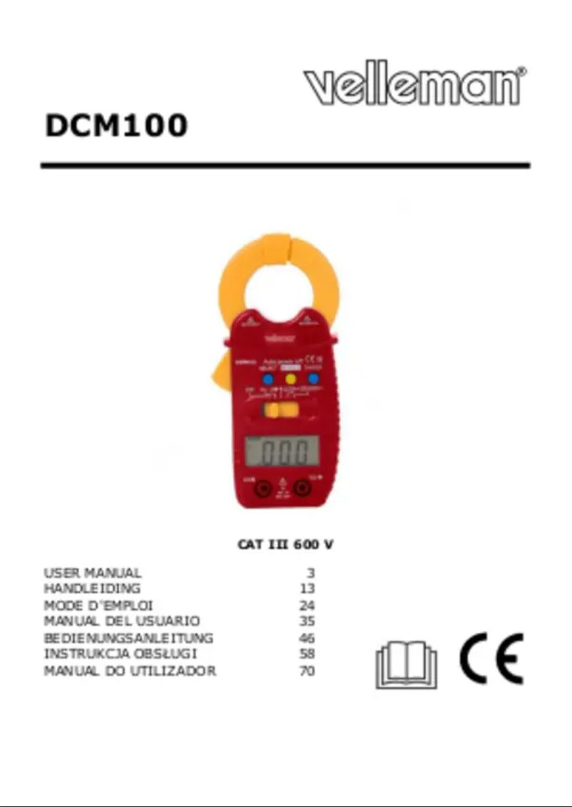 First page image of the manual for DCM100