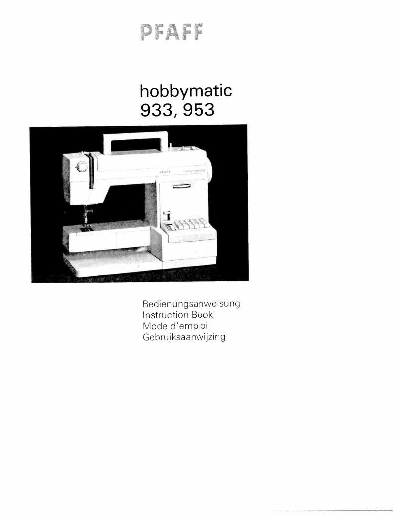 Page 1 of the manual User Manual Pfaff Hobby 933