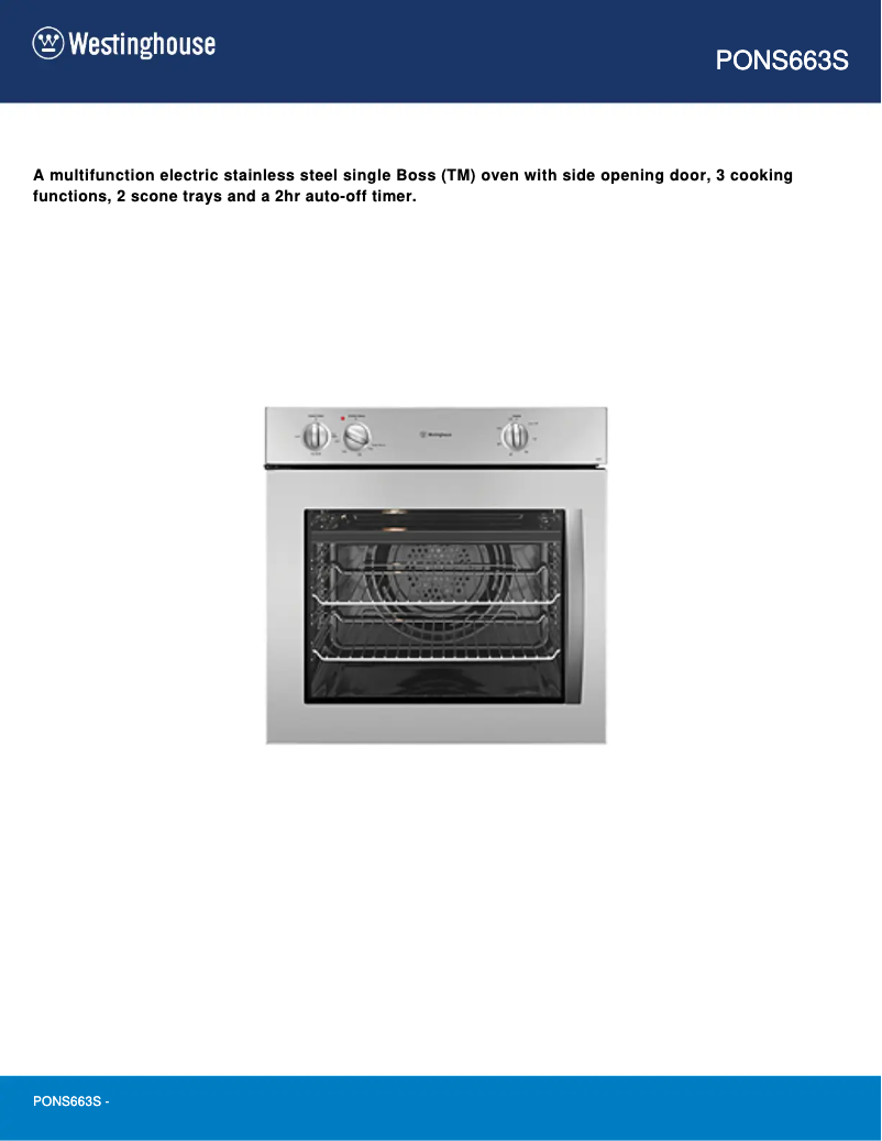 First page image of the manual for PONS663S