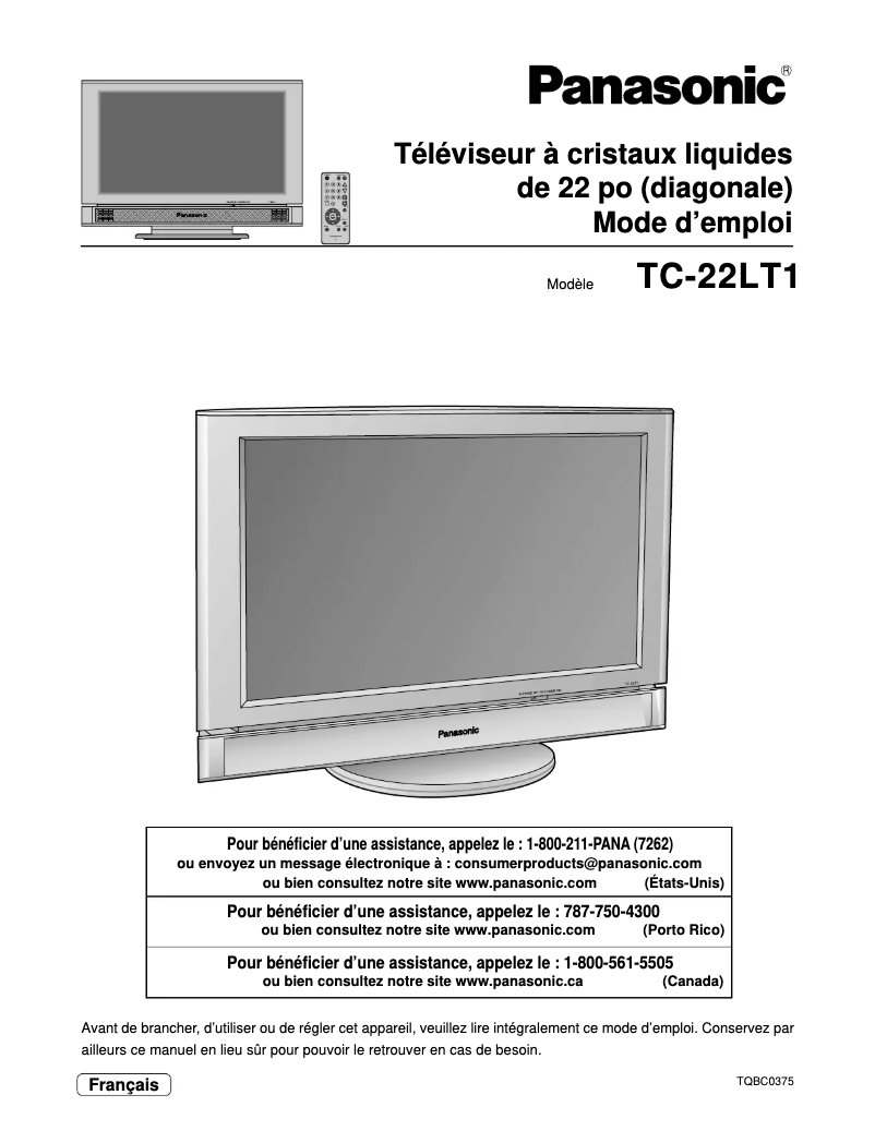 First page image of the manual for TC-22LT1