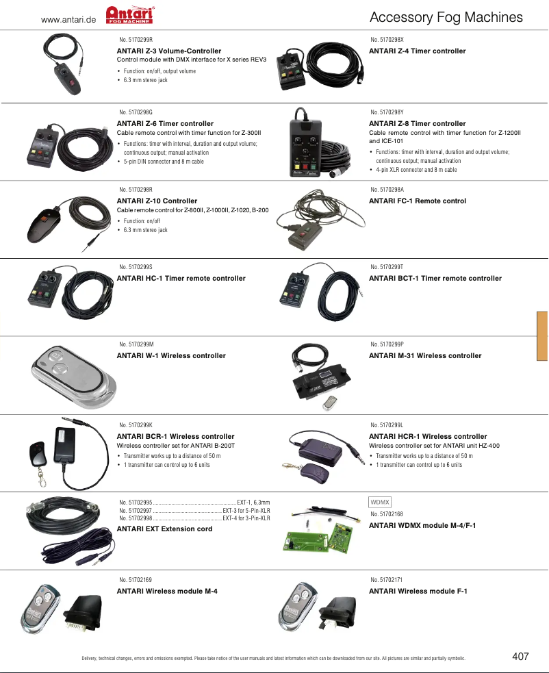 Page 1 of the manual Catalogue Antari WTR-10