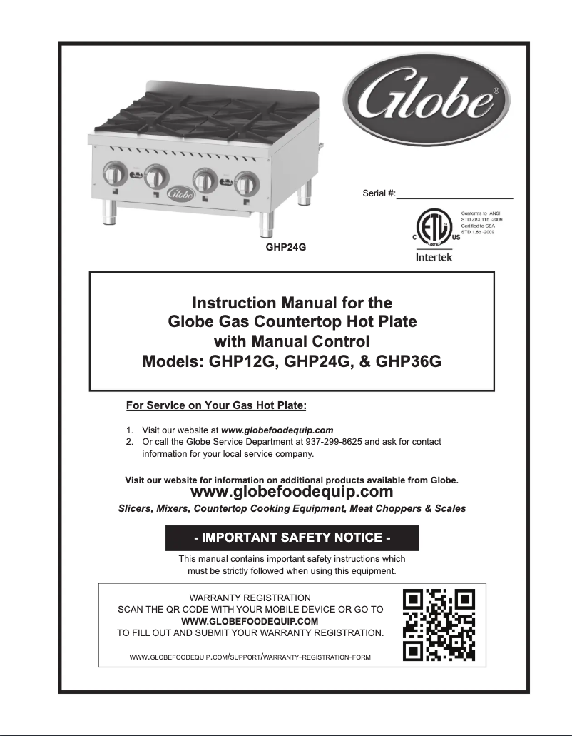 First page image of the manual for GHPSU424G