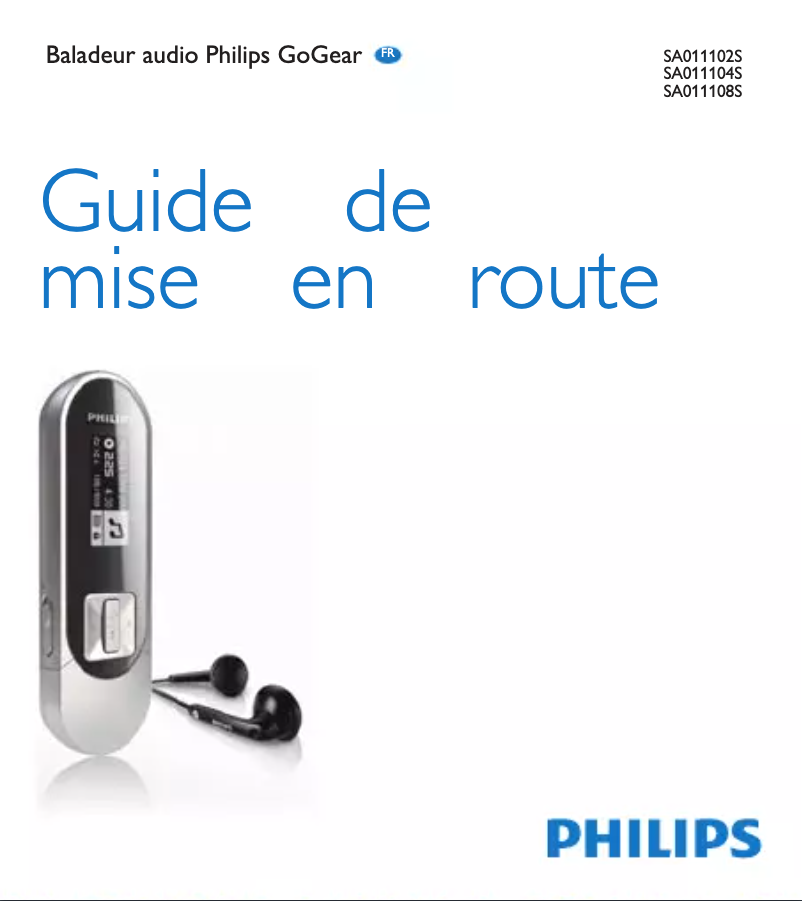 Page 1 of the manual Quick Start Guide Philips GoGear SA011104S
