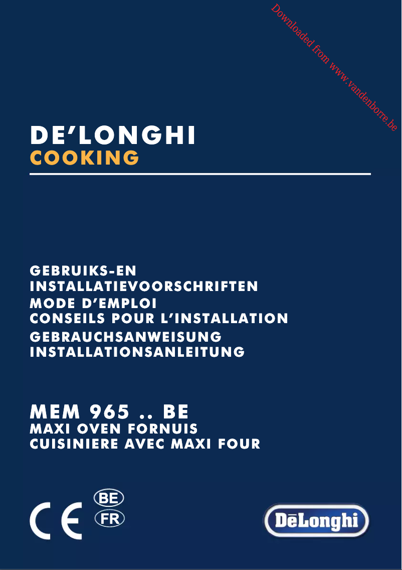 Page 1 of the manual User Manual DeLonghi MEM 965 BA