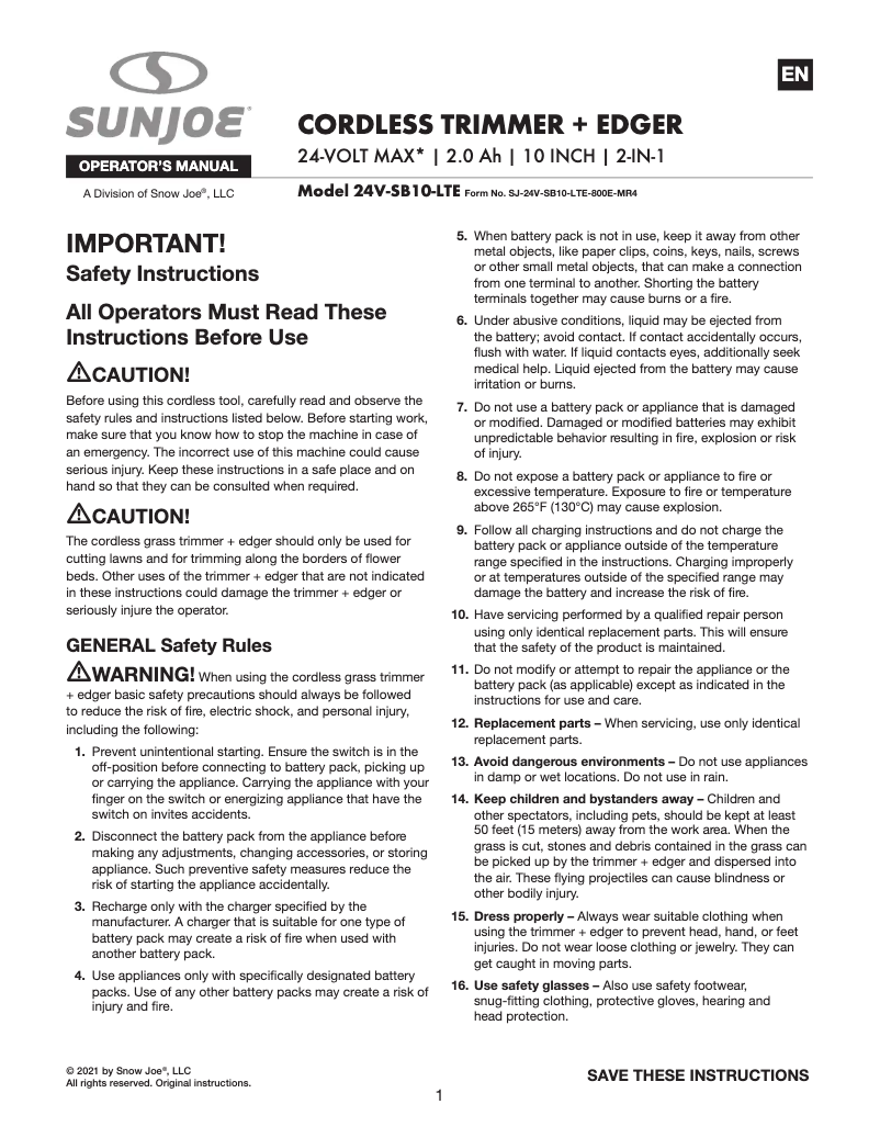 First page image of the manual for 24V-SB10-LTE