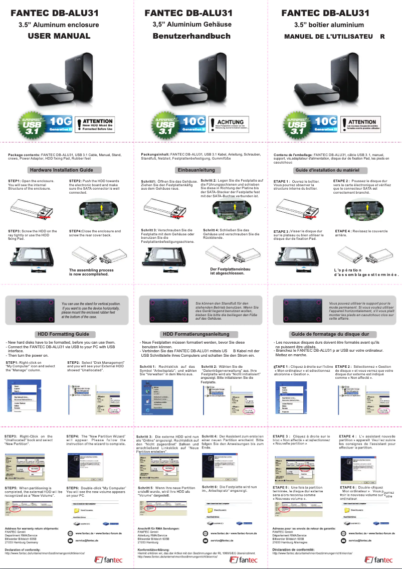 First page image of the manual for DB-ALU31