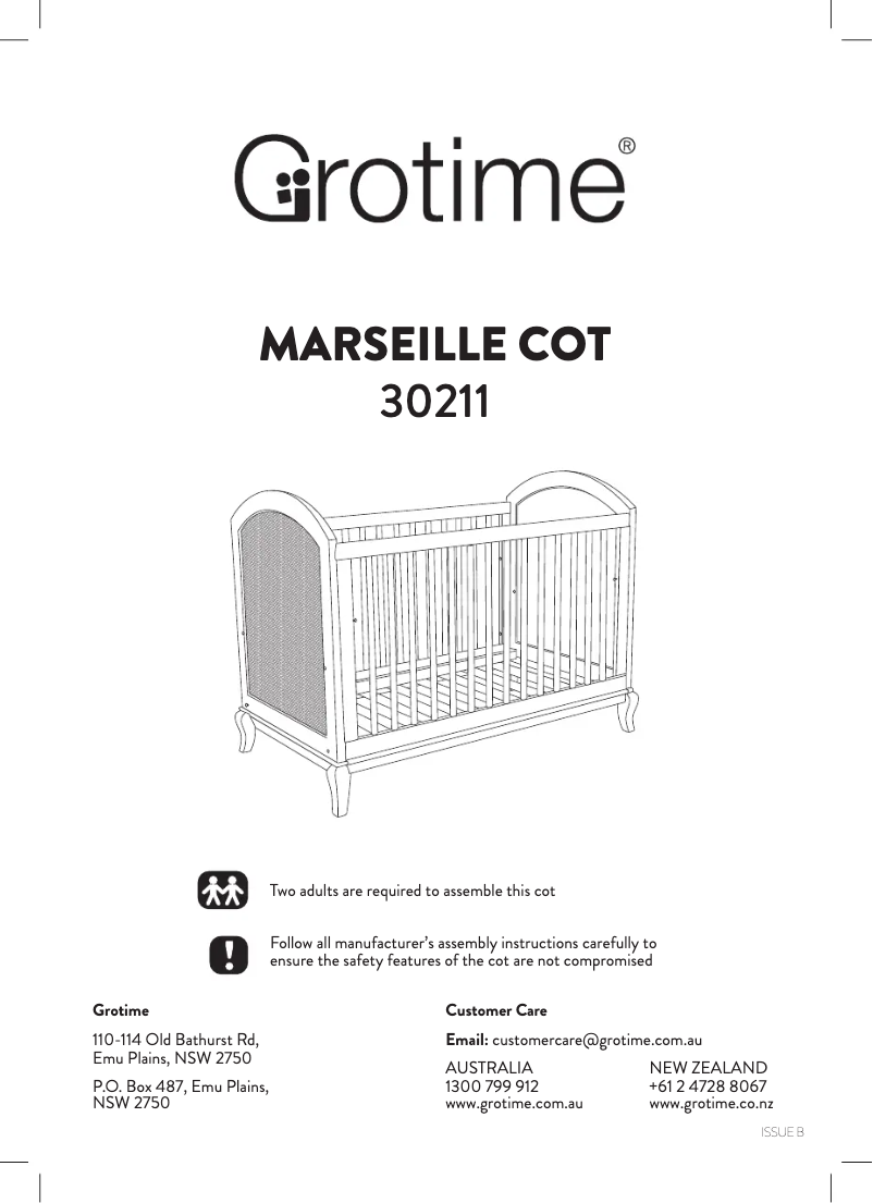 Page 1 of the manual User Manual Grotime Marseille Cot