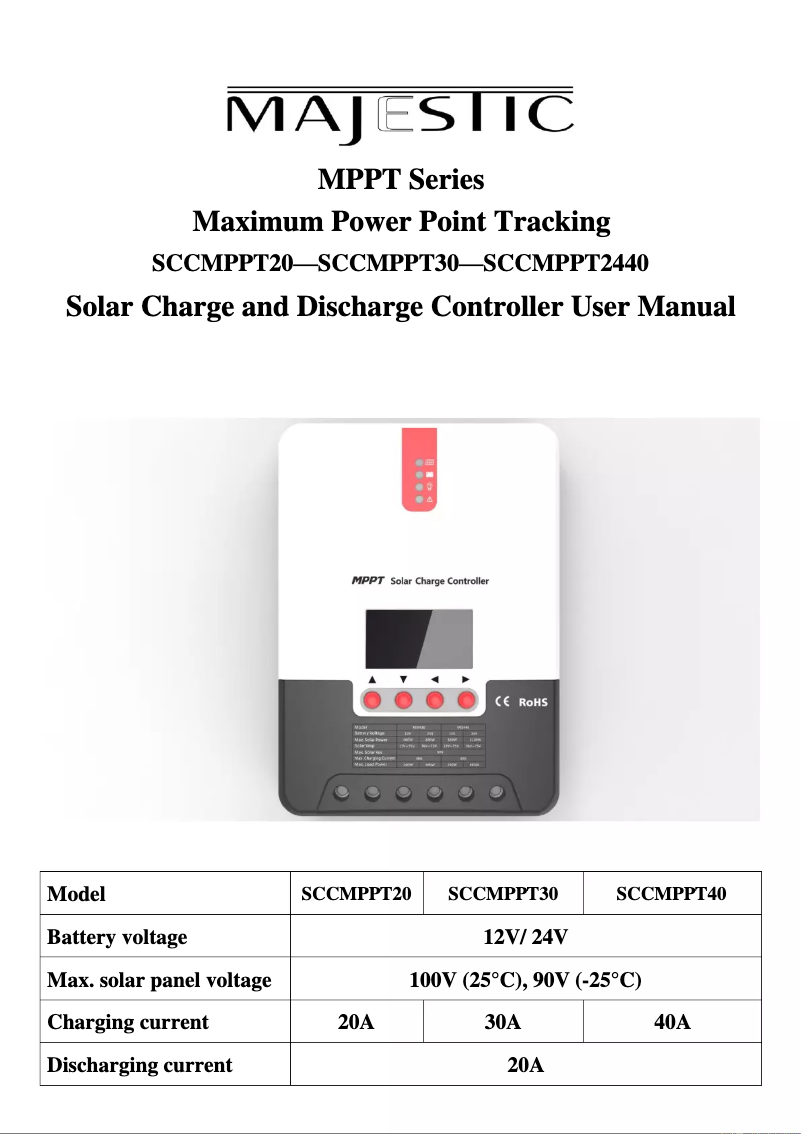 Page 1 of the manual User Manual Majestic SCCMPPT40