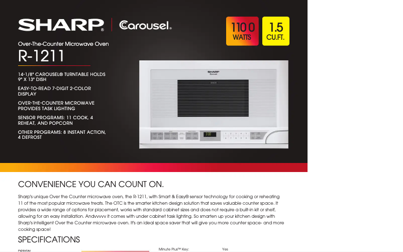 Page 1 of the manual Technical Sheet Sharp R-1211