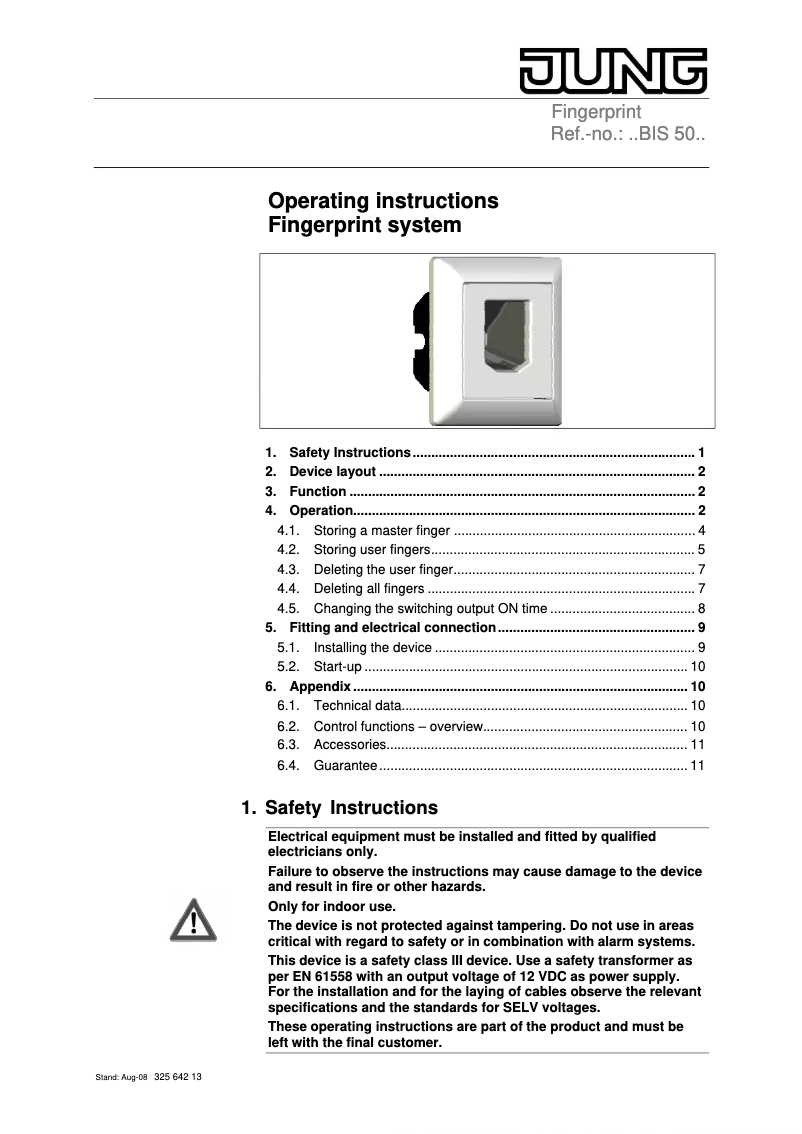 Page 1 of the manual User Manual JUNG FDBIS50