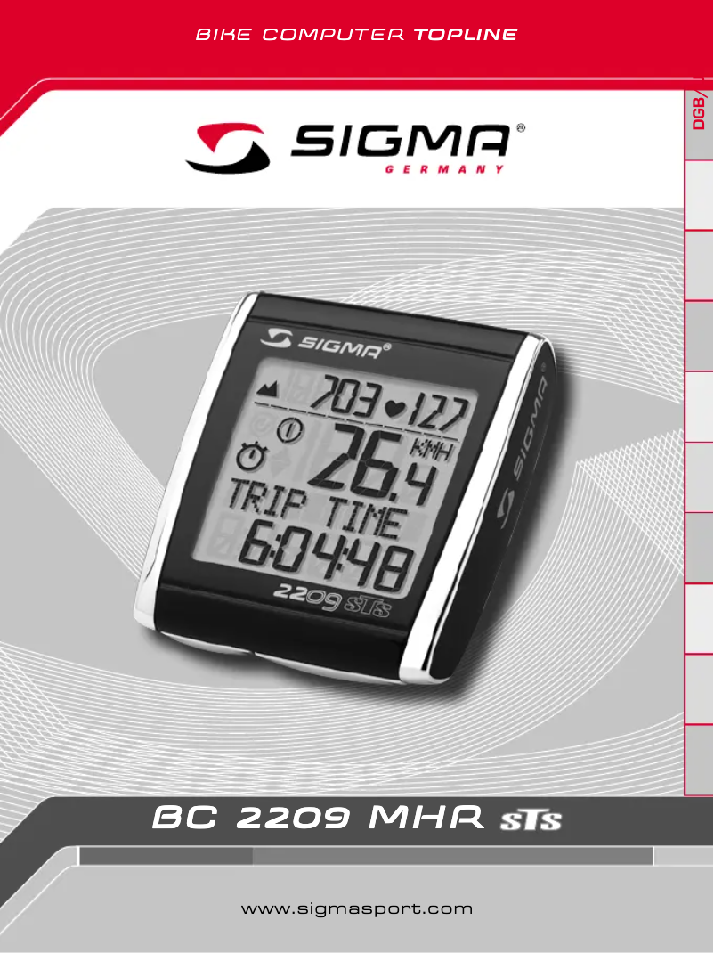 First page image of the manual for BC 2209 MHR STS