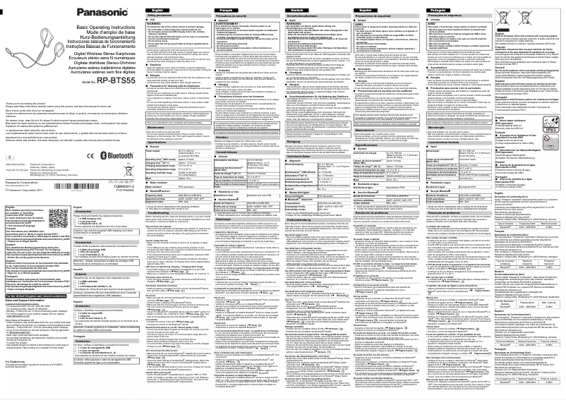Page 1 of the manual User Manual Panasonic RP-BTS55