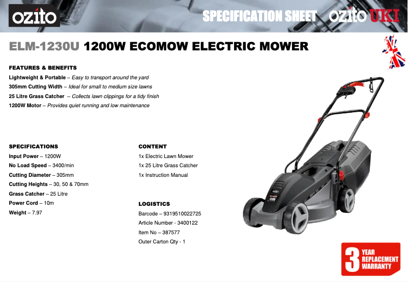 First page image of the manual for ELM-1230U