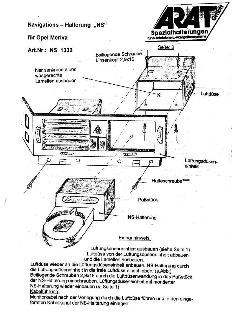 First page image of the manual for NS1332