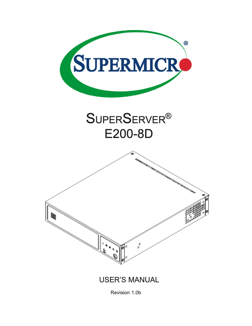 Page 1 of the manual User Manual Supermicro SuperServer E200-8D