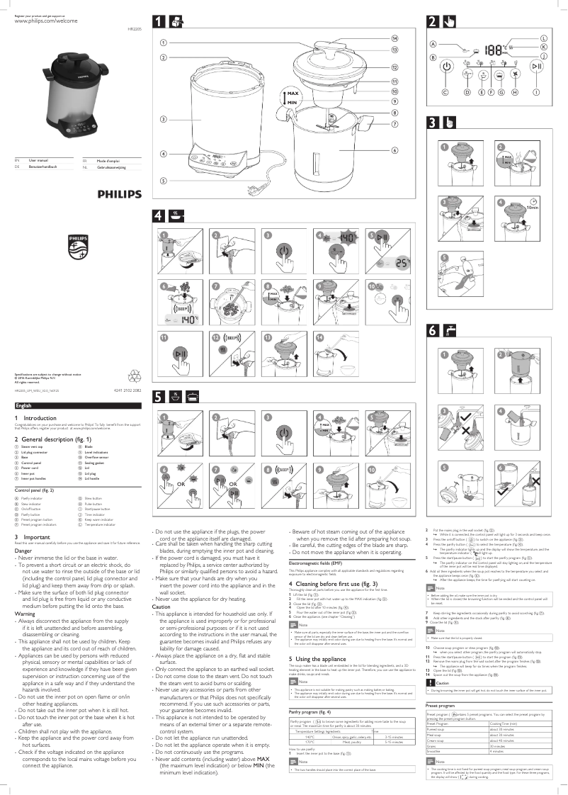 Page 1 de la notice Manuel utilisateur Philips Avance Collection HR2205