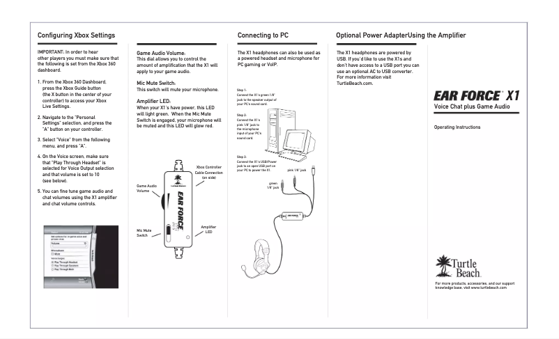 Page 1 of the manual User Manual Mad Catz Turtle Beach Ear Force X1