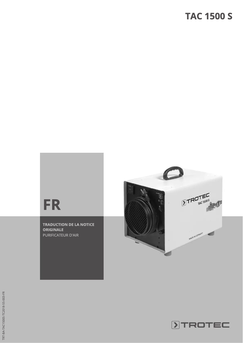 First page image of the manual for TAC 1500 S