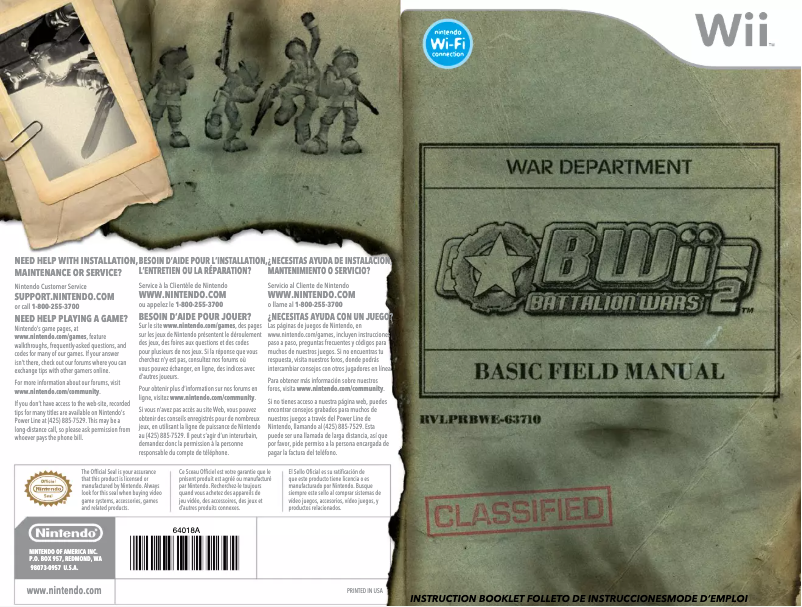 First page image of the manual for Battalion Wars 2 (Wii)