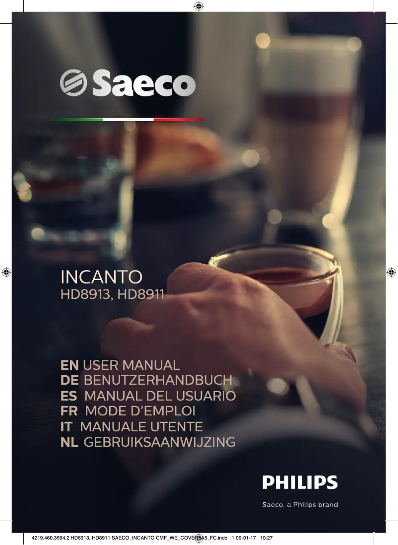 First page image of the manual for Saeco Incanto HD8913