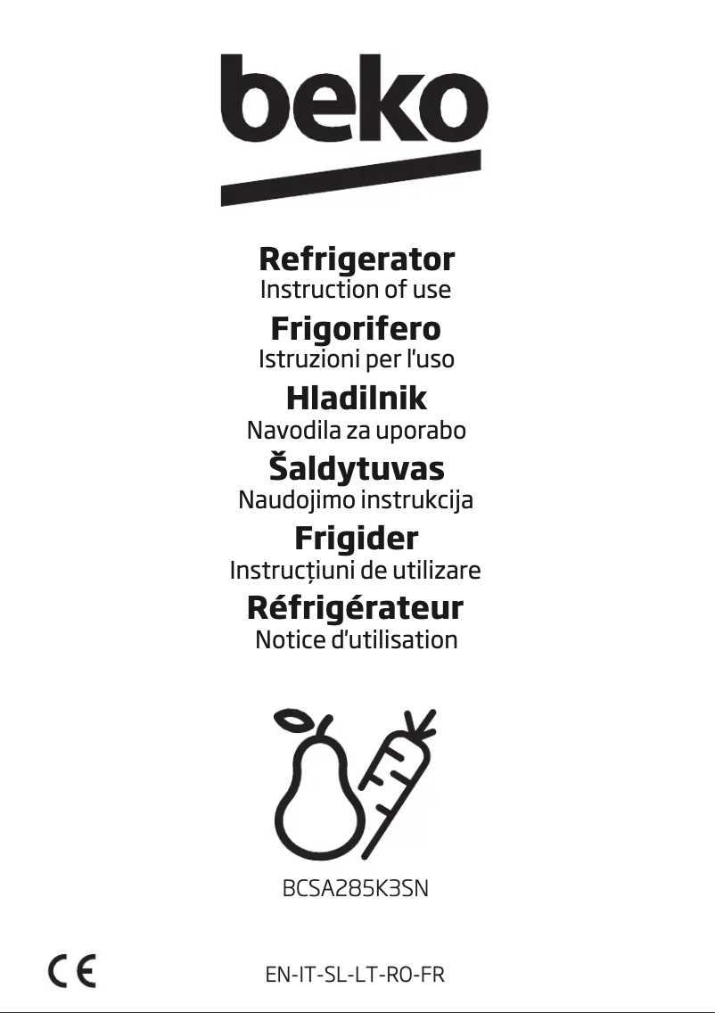 First page image of the manual for BCSA285K3SN