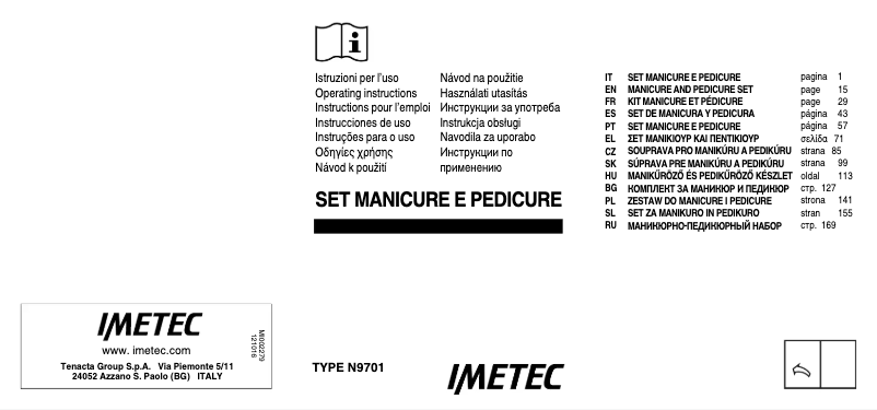 Page 1 of the manual User Manual Imetec 5169