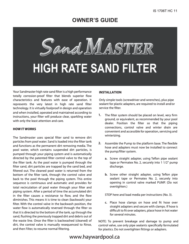 First page image of the manual for SandMaster SM2306T