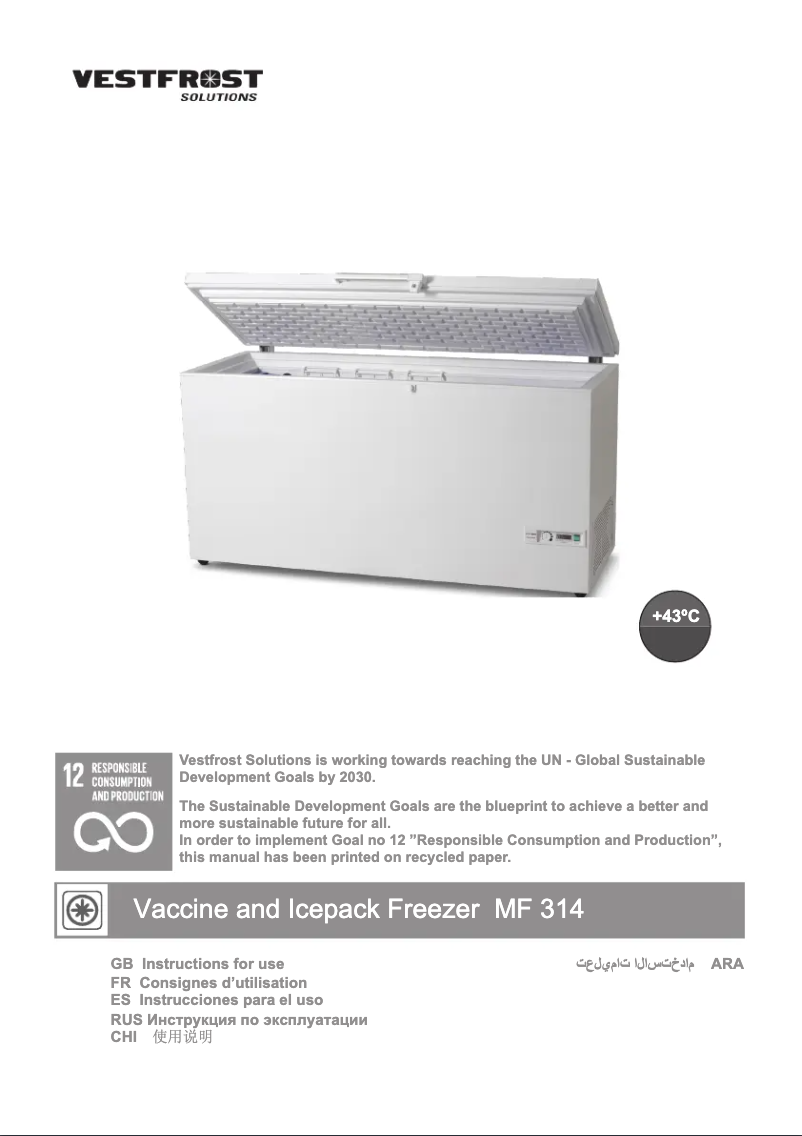 Page 1 of the manual User Manual Vestfrost MF 314