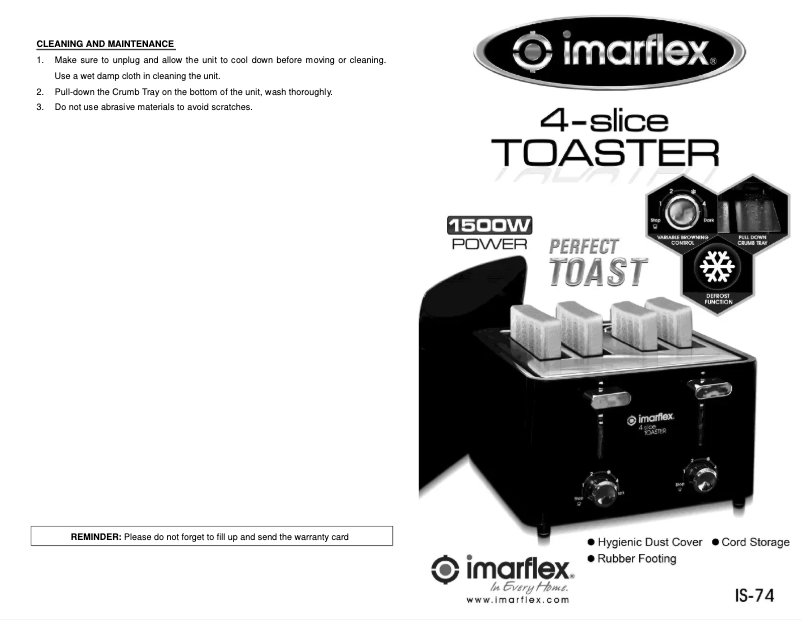 Page 1 of the manual User Manual Imarflex IS-74