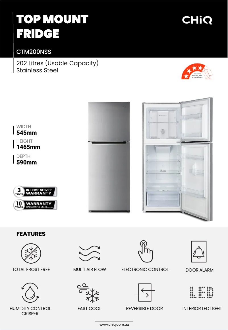 Page 1 de la notice Fiche technique CHiQ CTM200NSS