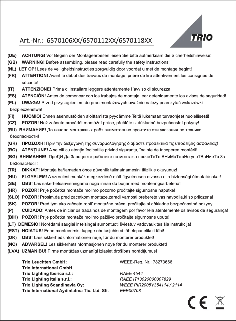 Page 1 of the manual User Manual Trio Lighting Cento 657010607